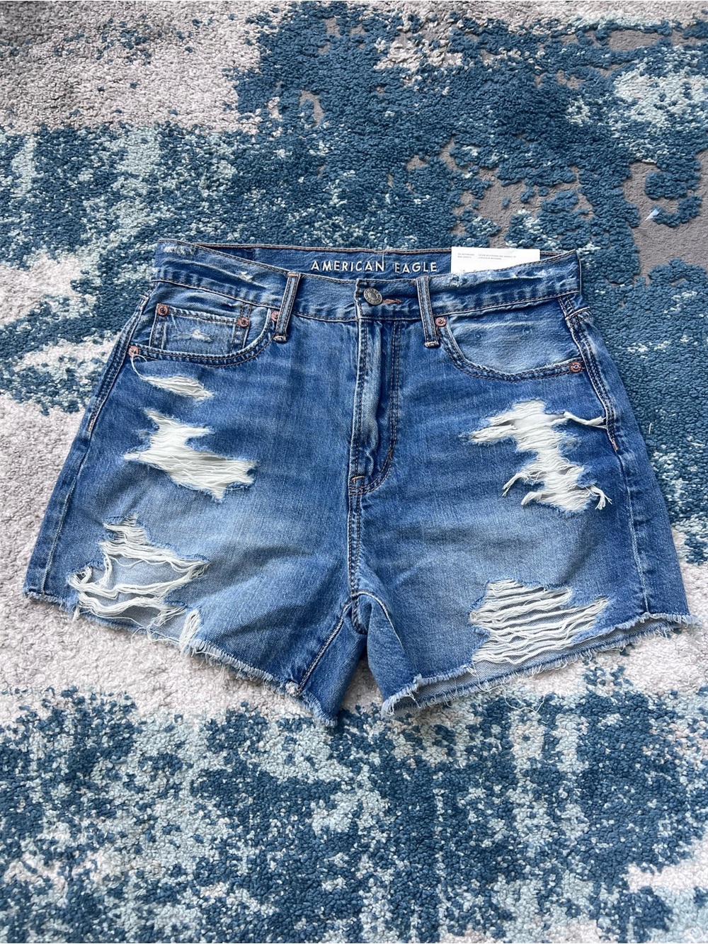 American Eagle Outfitters Distressed Blue Denim Shorts